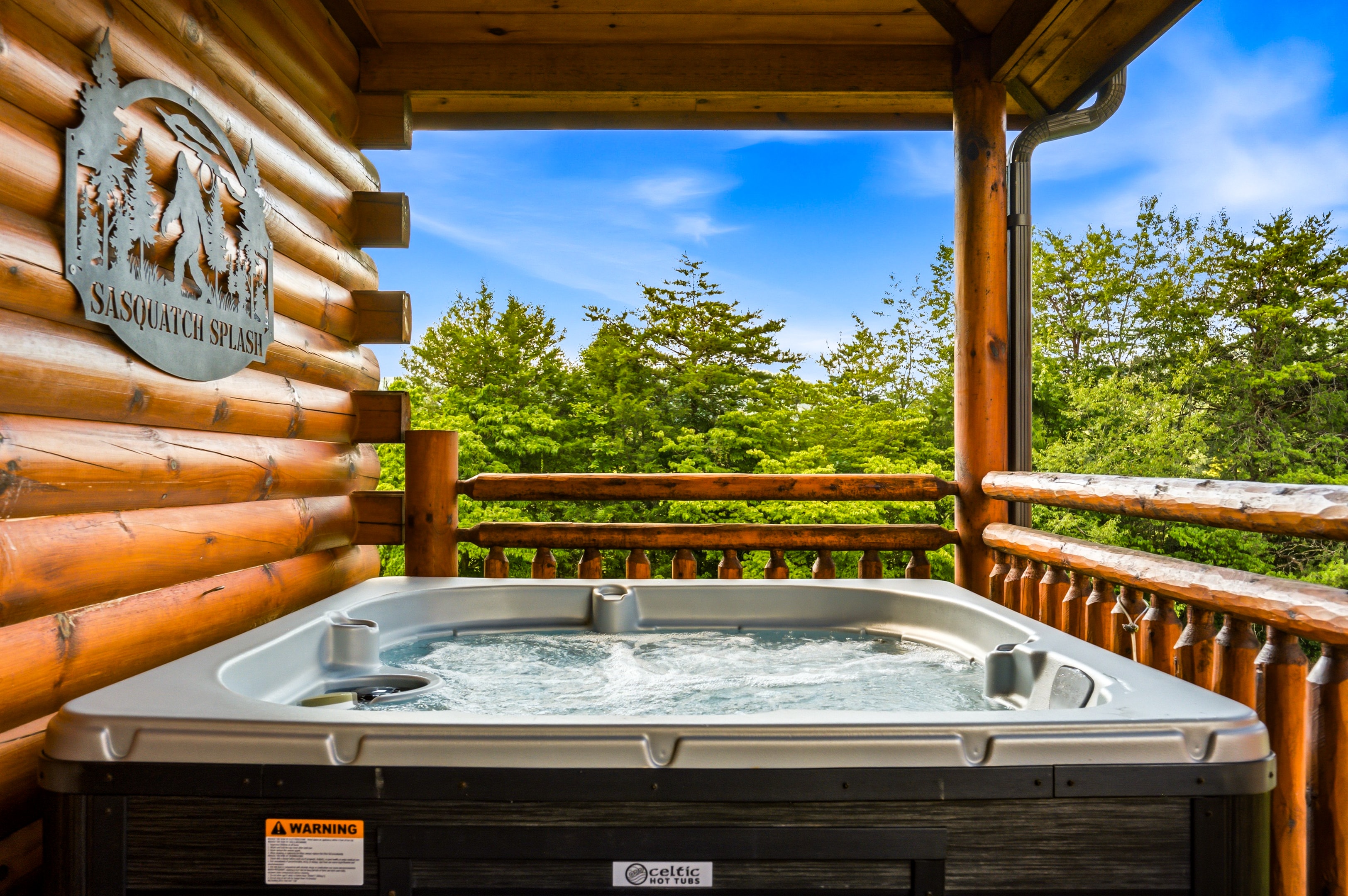 Hot tub with forest view