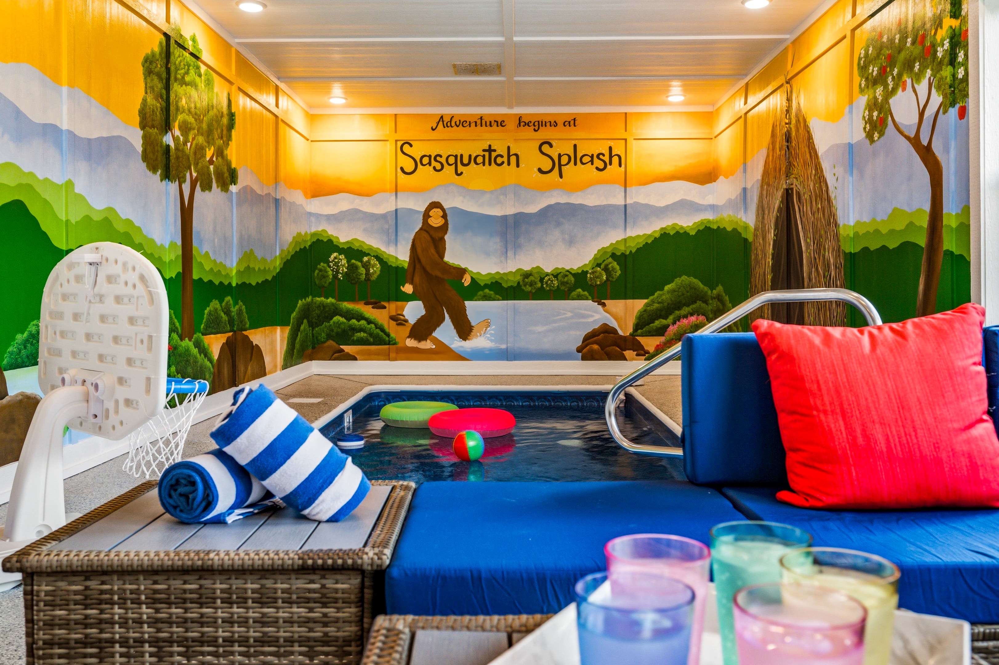 Private indoor heated pool at Sasquatch Splash Landing
